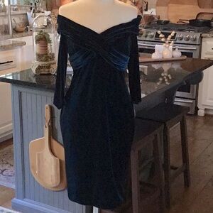 Theia Off The Shoulder Velvet Cocktail Dress
